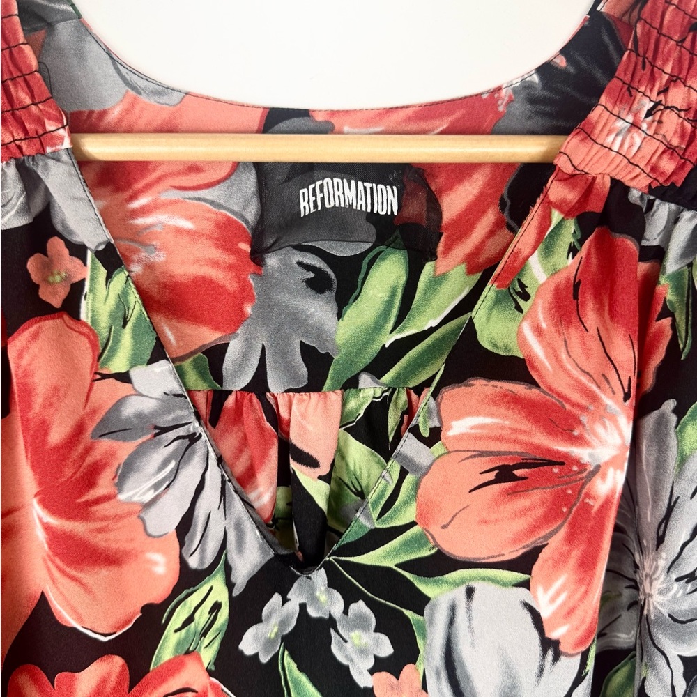 Reformation Floral High Low Midi Caftan Dress Size Small Flowy Lightweight - Picture 6 of 9